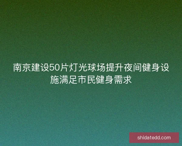 南京建设50片灯光球场提升夜间健身设施满足市民健身需求